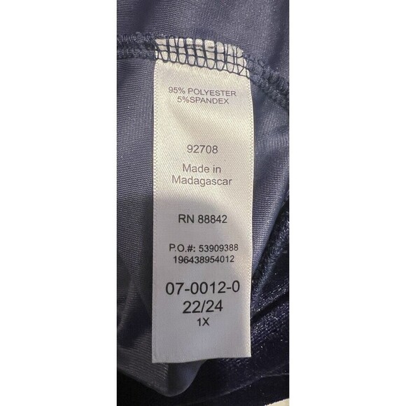 Ellos Womens Plus Size Blue Velour Puff Sleeve Top Womens Plus Size 1X 22/24 - Picture 5 of 6